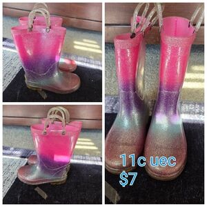 Kids Glitter Rain Boots - Pink and Purple